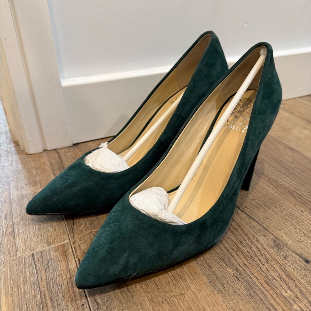 Vince Camuto Dark Green Suede Heels